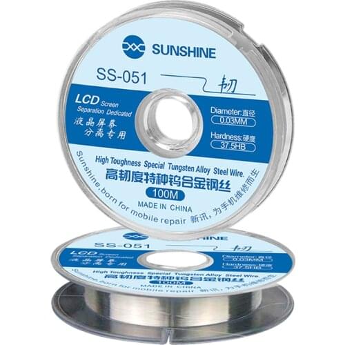 SS-051 0.03mm LCD Screen Cutting Line High Toughness Tungsten Alloy Steel Separating Wire for Phone OLED Curved Refurbish Tool