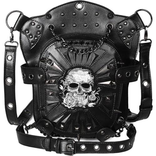 Steampunk Bag Skull Punk Retro Rock Gothic Goth Shoulder Waist Bags Leg Thigh Bag Lady Hip Hop Rivet Packs Style for Women Mens