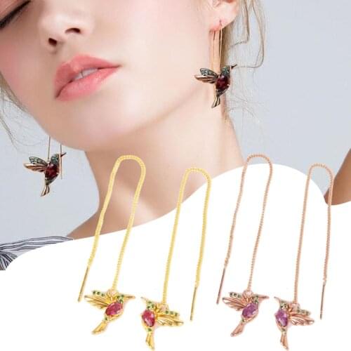 Bird Drop Earrings Elegant Women Jewelry Cute Animal Zircon Crystal Dangle Earrings For Women Tassel Earring Long Drop