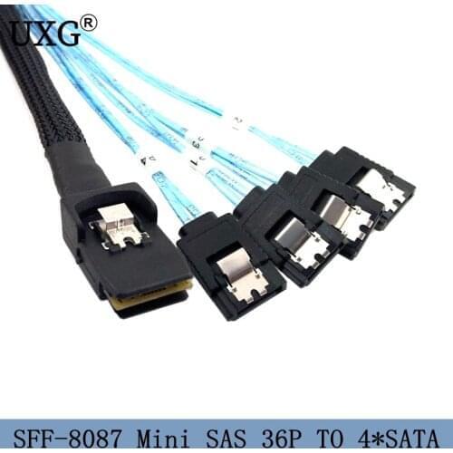 MINI SAS 4i SFF-8087 36P To 4 SATA 7Pin HDD Hard Disk Internal Cable 50cm 100cm 3ft