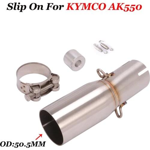 For Kymco AK550 Motorcycle Exhaust System Middle Link Pipe Escape Muffler Slip On Connecting Tube Modified For 51mm
