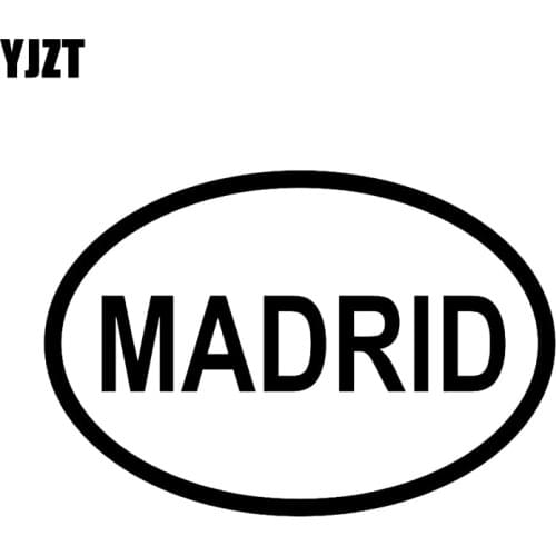 YJZT 13.7CM*9.3CM DECAL VINYL MADRID CITY COUNTRY CODE OVAL CAR STICKER Black Silver C10-01197