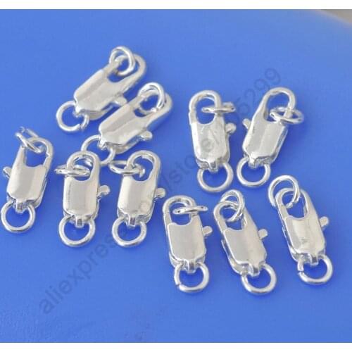Classic Design Jewelry Findings 50PCS 925 Sterling Silver Lobster Clasps For Necklace Bracelet With Opening 2 Jump Rings