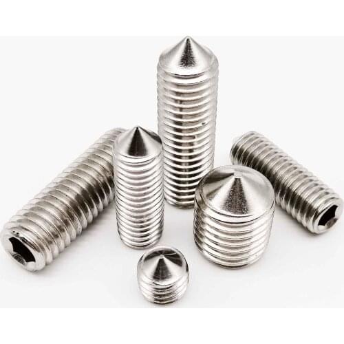 1/50pcs M5 M6 M8 M10 M12 M16 DIN914 304 stainless steel Hex Hexagon Socket Cone Point Grub Set Screw Allen Head Tapered End Bolt