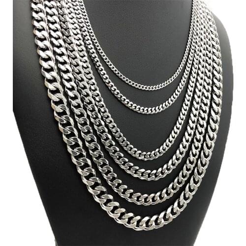 1m/Lot Stainless Steel Basic Punk Necklace Gifts For Men Women Cuban Link Chain Choker Necklace Fashion Jewelry