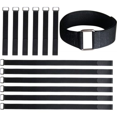 10pcs/Lot 2cm Width Nylon Hook and Loop Ties Down Straps with Metal Buckle Fastening Cable Straps Adjustable Reusable Cablt Ties