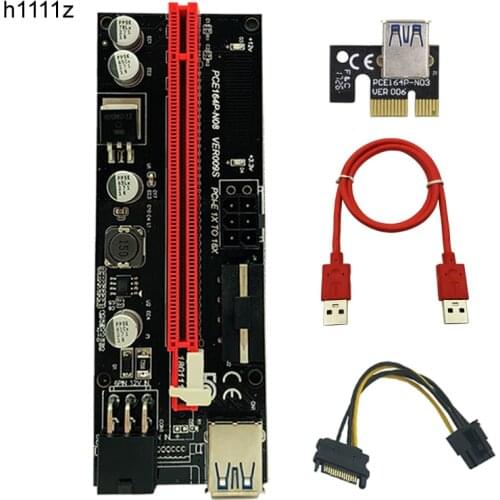 10pcs Newest PCI-Express 1x to 16X PCI Express PCIE PCI-E 009S Molex 6pin Power Supply Adapter SATA to USB 3.0 Cable Riser Card