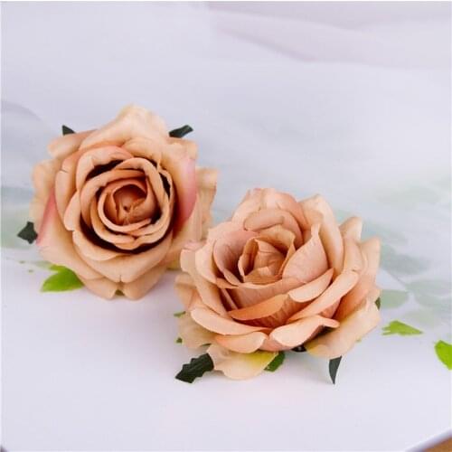 10pcs European-style Small Roses Wedding Flower Wall Decoration Flower Corsage Simulation Rose Head Retro Rose