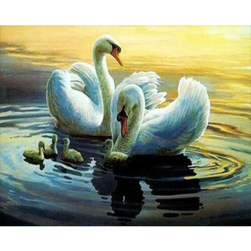 2016 3D Needlework Diy Diamond Painting Swan MotherS Lover Diamond Embroidery Animal Motifs Square Drill Decoration Picture