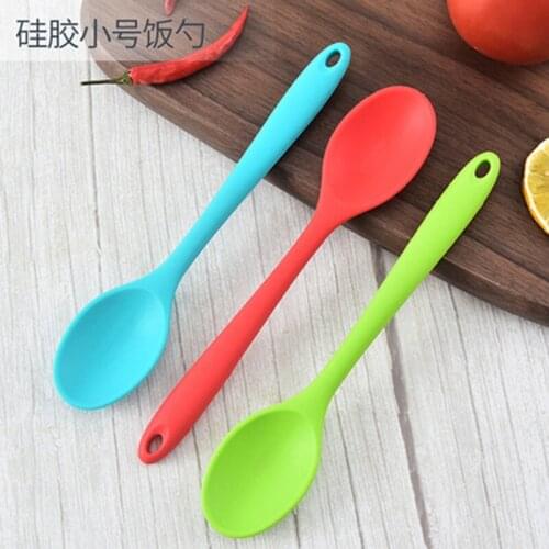 Safety silicone spoon small salad stirring spoon baby eating spoon baked food grade tableware