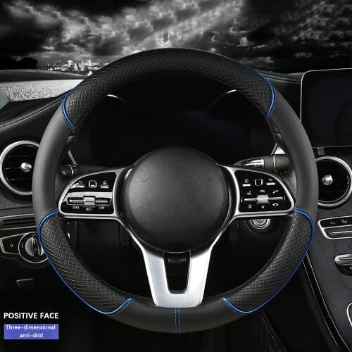 14.5-15 Inch Microfiber Leather Carbon Fiber Steering Wheel Cover Breathable Anti-Slip Steering Wheel Protector car accessories