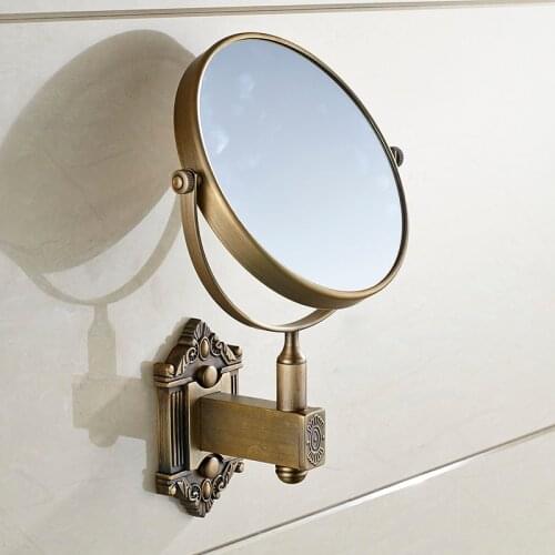 3X Black Bath Mirrors, Antique Brass Magnifying Mirror 6 Inch Round Wall Mirror 2 Face Makeup Cosmetic Mirror Bathroom Mirror