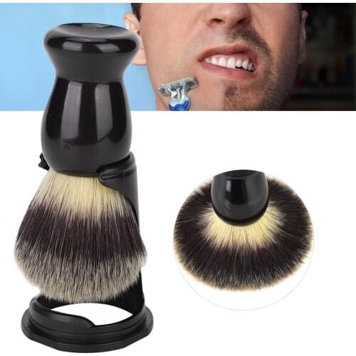 Black Acrylic Shaving Brush Holder Support Beard Brush Shaving Tool (Beard Brush+Holder)