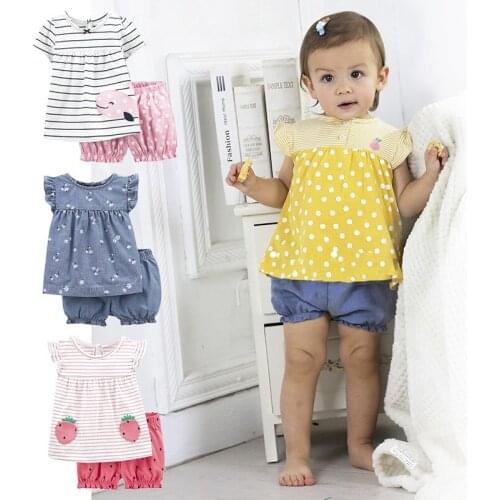 Spring Summer Newborn Baby Girl Clothes Baby Romper Dress Flower 2 Piece Clothing Cotton Infant Jumpsuit More Color 0-2 Years