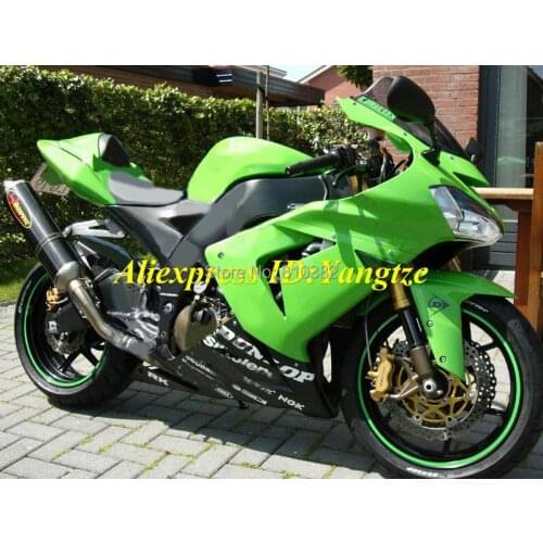 CUSTOM Motorcycle Fairing kit for KAWASAKI Ninja ZX10R 2004 2005 ZX10R 04 05 green black ABS Fairings set+7 gifts SF83
