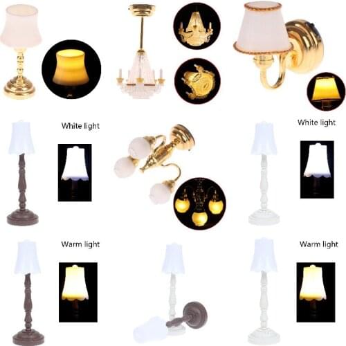 1/12 Miniature Dollhouse Ceiling Lamp Wall Light Desk Lamp Mini LED Lighting Home Decoration Doll Furniture Toy Can Be Bright