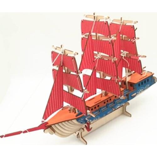 DIY Model toys 3D Wooden Puzzle Western sailboat Wooden Kits Puzzle Game Assembling Toys Gift for Kids Adult P58