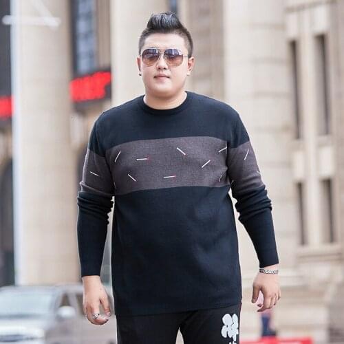 Large 8XL Mens Brand Autumn Dress Fat Guy Irregular Pattern Round Neck Loose Fit Personality Sweater Fashion Knitted Sweater