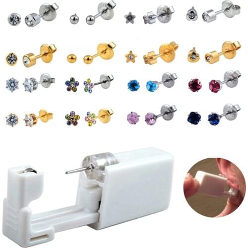 1PC Disposable No Pain Safe Sterile Ear Stud Cartilage Tragus Helix Unit Kit Nose Piercing Stud Tool Fashion Jewelry 20g