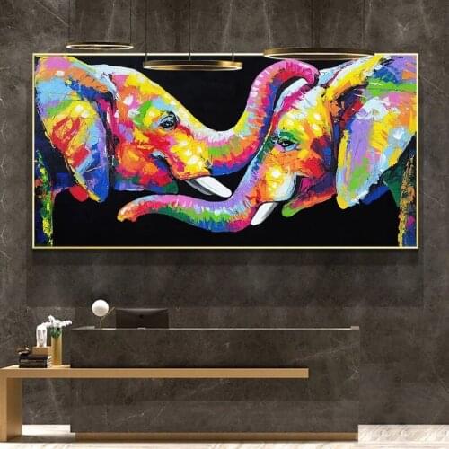 Wall Art Decor Canvas Painting Abstract Cute Elephant Lover Poster Print Canvas Art Pictures for Childrens Room Home Decoration