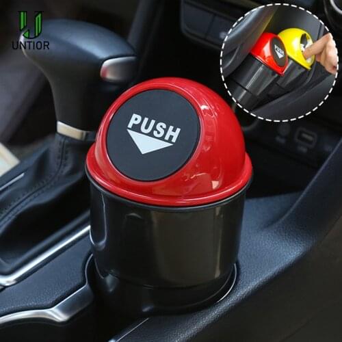 UNTIOR Plastic Car Trash Bin Rubbish Bucket Holder Mini Paper Dustbin Automobiles Garbage Storage Box Waste Bin Car Trash Can
