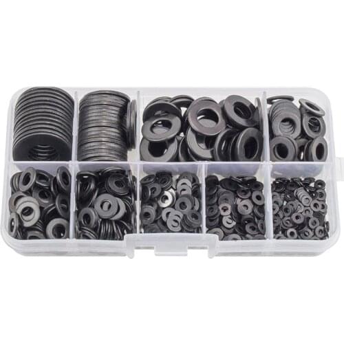 TOP Flat Washers,Black Carbon Steel Flat Washers Set , (9 Sizes 580 Pieces)