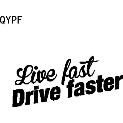 QYPF 15CM*5CM Fashion Retro-reflective Live Fast Drive Fast Vinyl Car Sticker Decal Black Silver C15-3006