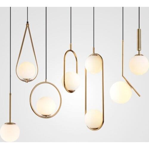 Nordic contracted circle glass chandelier postmodern personality cafe shop oval droplight