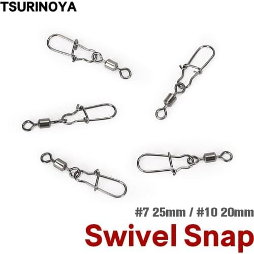 TSURINOYA Fishing Accessories Connector Rolling Swivel Pin Bearing Stainless Steel Snap Fishhook Lure Swivels Tackle