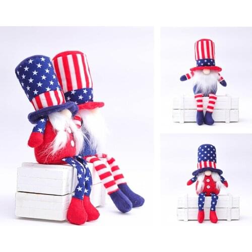 1 pair of patriotic dwarf dolls Patriotic Gnome Doll Dwarf Plush Doll Decorations Holiday Gifts Household home decorations