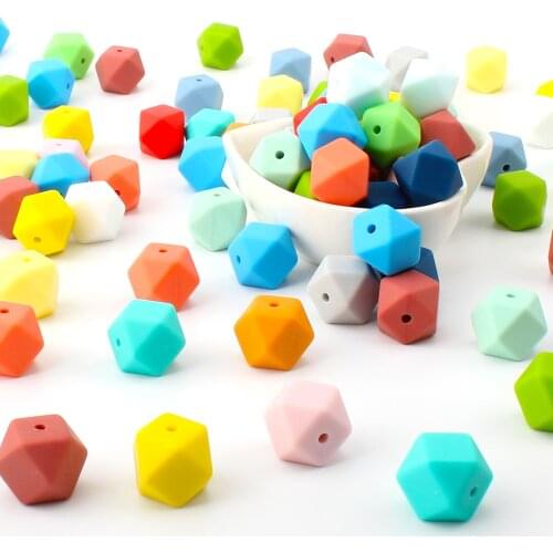 10pcs 14mm Mini Hexagon silicone beads Baby Teether BPA Free DIY Necklace Pacifier Chain Baby Teething Care Infant