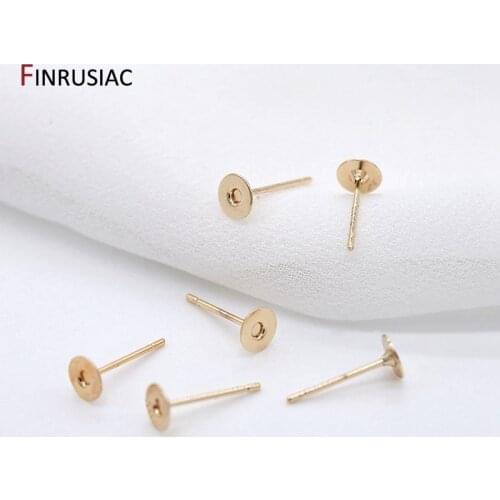 14k Gold Plated Copper Metal Earring Blank Post Earring Base DIY Earrings Jewellery Making Supplies