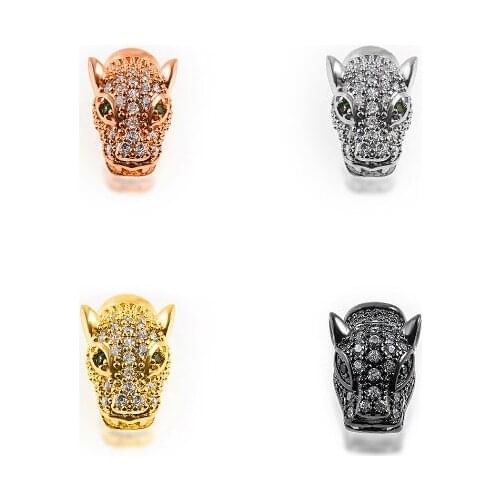 17*9mm leopard multicolor crystal micro pave cz zircon cubic zirconia beads DIY necklace charm bracelet connectors making yfh3