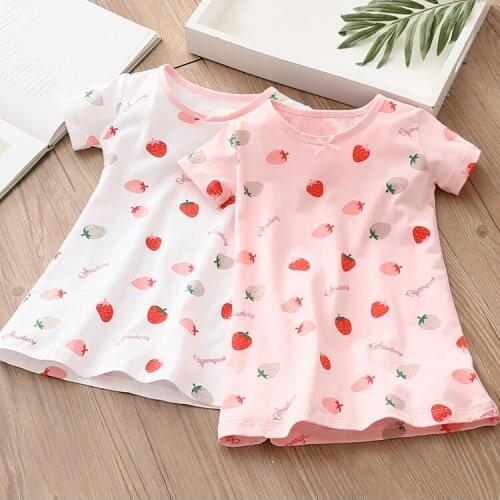 2021 Summer Cotton Girls Dresses Children Clothes Baby Girls Dress Kids Fruit Printing Dress Baby Girls Dress Girls Outwear M39