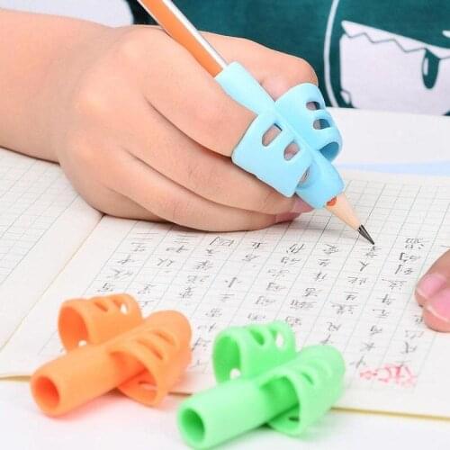 3pcs/set Two-finger Grip Silicone Baby Learning Writing Correction Device Stationery Tool Writing Pen Children Writing