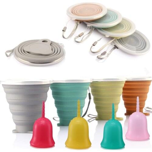 Collapsible Silicone Cup for Menstrual Cup Sterilizing Reusable Food-Grade Silicone Cup for Camping Hiking Traveling Period 50pc