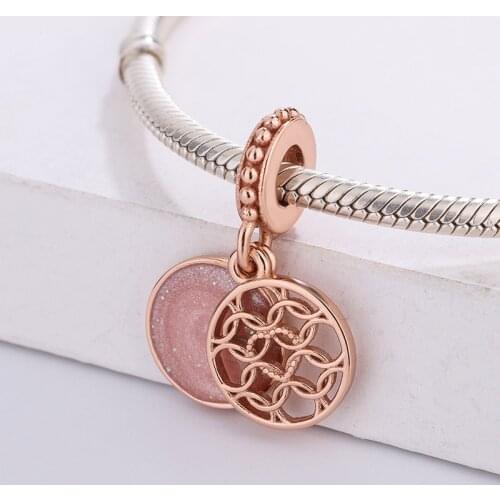 925 Sterling Silver CZ Transparent Zircon Rose Gold Droplet Pendant Charm Bracelet DIY Jewelry Making For Original Pandora