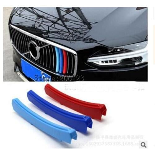 For Volvo S90 2018 2019 Accessories Car Front Grill Stripes Covers Grille Clips Decorations Trim Stickers Car-styling