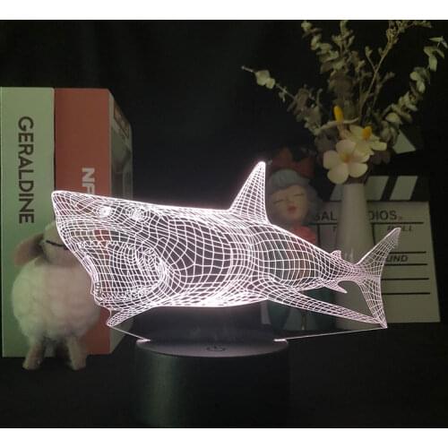Sharks Great Whites Luminescent Animal 3D Lamp Bright Base Night Light Alarm Clock Base Light Delivery Colorful Projector Lovely