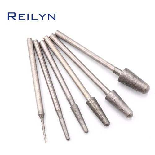 B type 400# 2.35mm shank 1-6mm 8pc Diamond Grinding burr abrasive bits jade diamond polishing bits teeth grinding needle