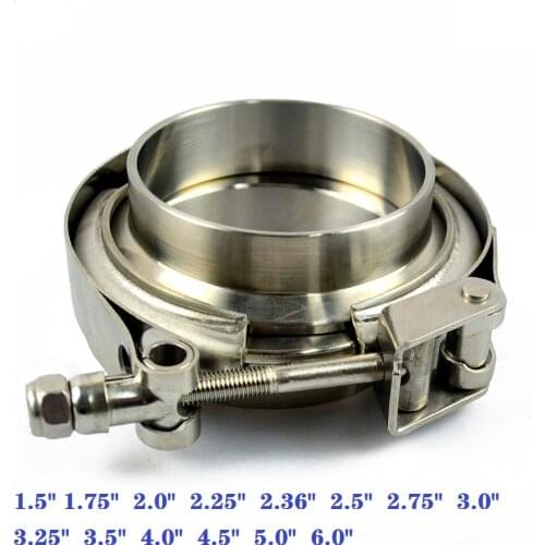ZUCZUG 1.5-6.0" Stainless Steel 304 Quick Release V Band Clamp With Male Female Flange Exhaust Pipe Clamp Kit