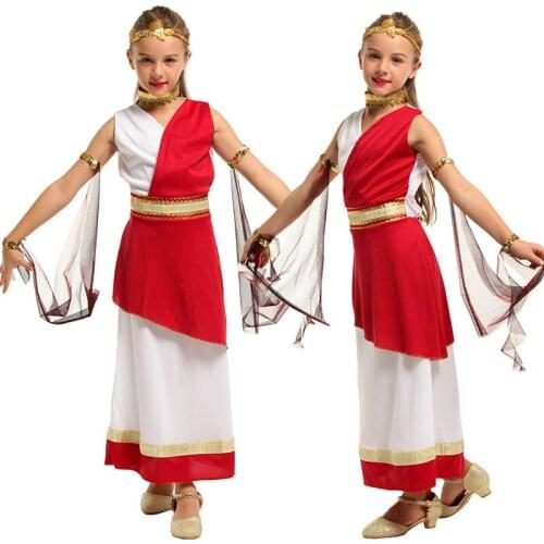 Child Cos Props Goddess of Wisdom Athena Costume Christmas Carnival Halloween Kids Girls Princess Cosplay Clothes Fantasia Dress