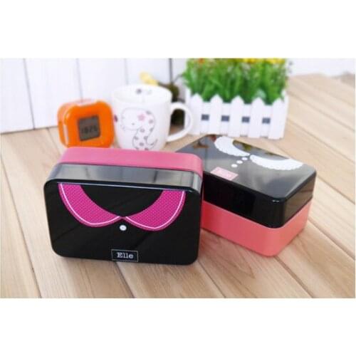 50Pcs/Lot Japanese Style 2 Layer Lunch Box w/ Belt Bento Box for Sushi Food Container 730 ml w/ 4 Patterns for Men & Women