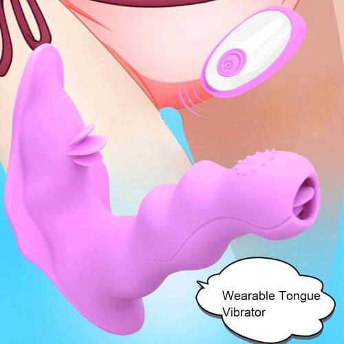 Wearable Dildo Tongue for Women Tongue Licking Vibrator Remote Control Clit Stimulate Panties Vibrators Sex Toys Masturbation