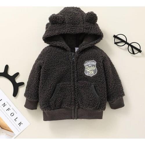 Newborn Infant Winter Warm Coat Baby Boys Girls Cartoon Fleece Hooded Jacket Top With Ears Zipper up Outwear 3-24M