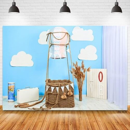Curtain Cloud Wooden Floor Photo Studio Backdrops Newborn Baby Shower Birthday Party Portrait Wedding Photography Backgrounds