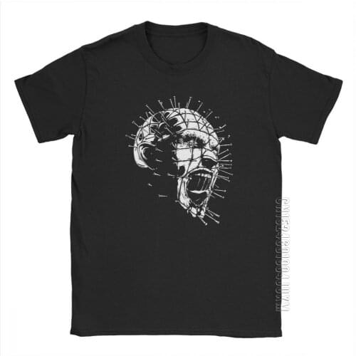 Men T-Shirts Hellraiser Pinhead Horror Novelty Short Sleeves Tees Crewneck Clothing Cotton Summer Style T-Shirts