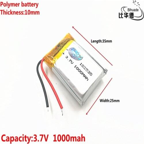 Good Qulity Liter energy battery 3.7V,1000mAH 102535 Polymer lithium ion / Li-ion battery for tablet pc BANK,GPS,mp3,mp4