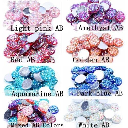 Round Flash Rhinestones Applique Flat Back Rhinestones Resin Glue Adhesive Rhinestone for Clothes Decoration DIY 40Pcs/Lot 12mm