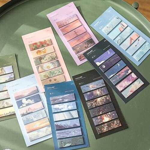 90pcs/lot INS Style Fancy Scenery Self-Adhesive Sticky Notes Memo Pad To Do List Planner Sticker Cute Stationery Gift